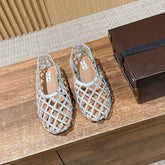 ALAIA MESH BALLET FLATS 25S IN SILVER LAMBSKIN